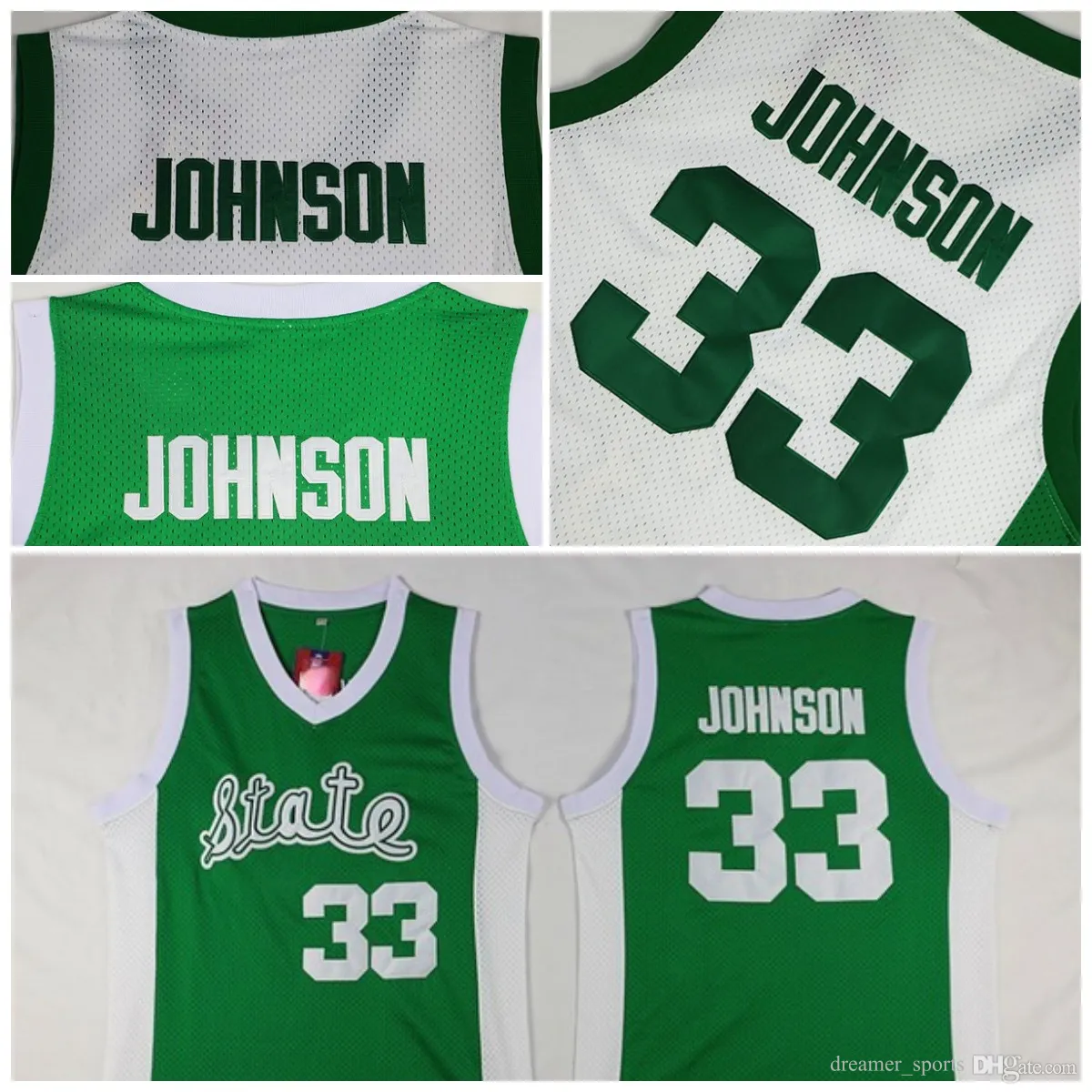 NCAA Michigan 33 Johnson Green State University Basketball Jerseys Men Shirt