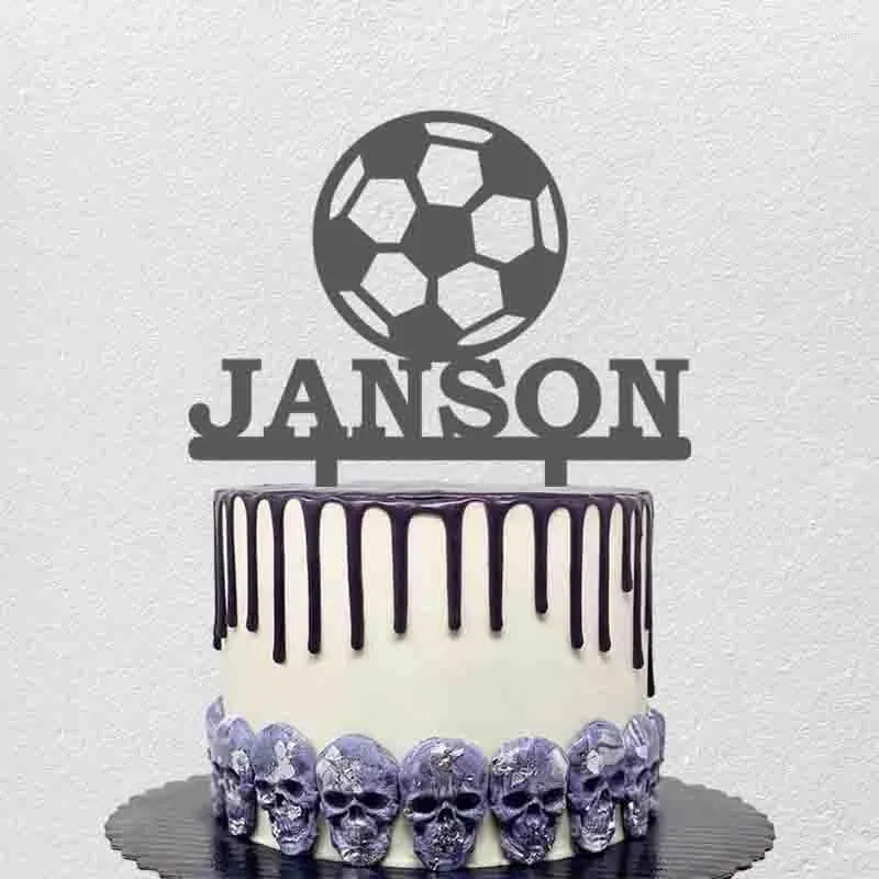 Festive Supplies Personalized Football Cake Topper Custom Name Age Silhouette For Fans Birthday Party Decoration