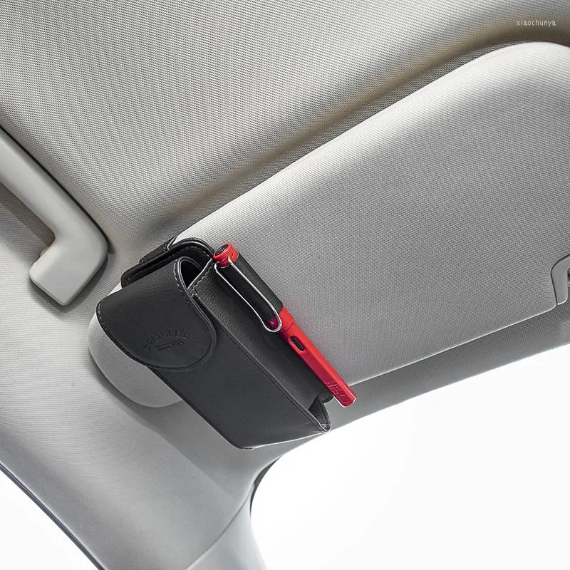 Interior Accessories Leather Car Sun Visor Point Pocket Organizer Bag Card Glasses Storage Holder Car-styling IC Sunshade