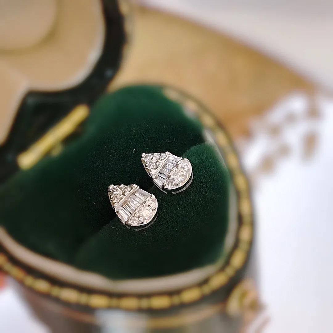 22091905 pendientes de diamantes pendientes 0.2ct gotas de agua cuadrado au750 oro blanco Joyería de mujer clásico debe tener venta diaria elegante