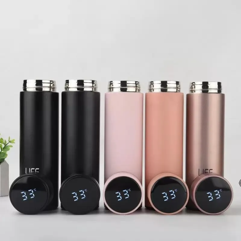 500ML Smart Water Bottle Tumblers LED Affichage de la température Tasse en acier inoxydable Tasses isolées sous vide Tasse étanche sous vide par la mer BBE14285