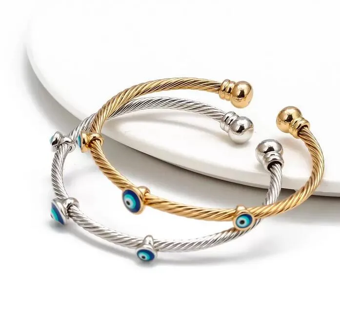 Bracelet en forme d'oeil turc maléfique, goutte d'huile, couleur or argent, cadeaux pour femmes et hommes, bijoux à la mode