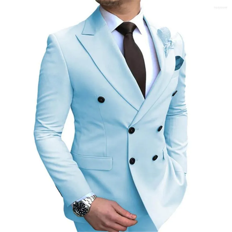 Herenkostuums 2022 Heren Blazerjasje Slim Fit Double-Breasted Notched Revers Suit Only2764