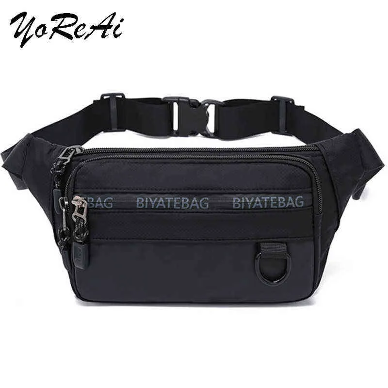 Yorai New Men Nylon Weist Bag Fashion في الهواء الطلق أكياس الكتف الكتف الشخصية الرحلة الشخصية حزمة Messenger Black Messenger J220705