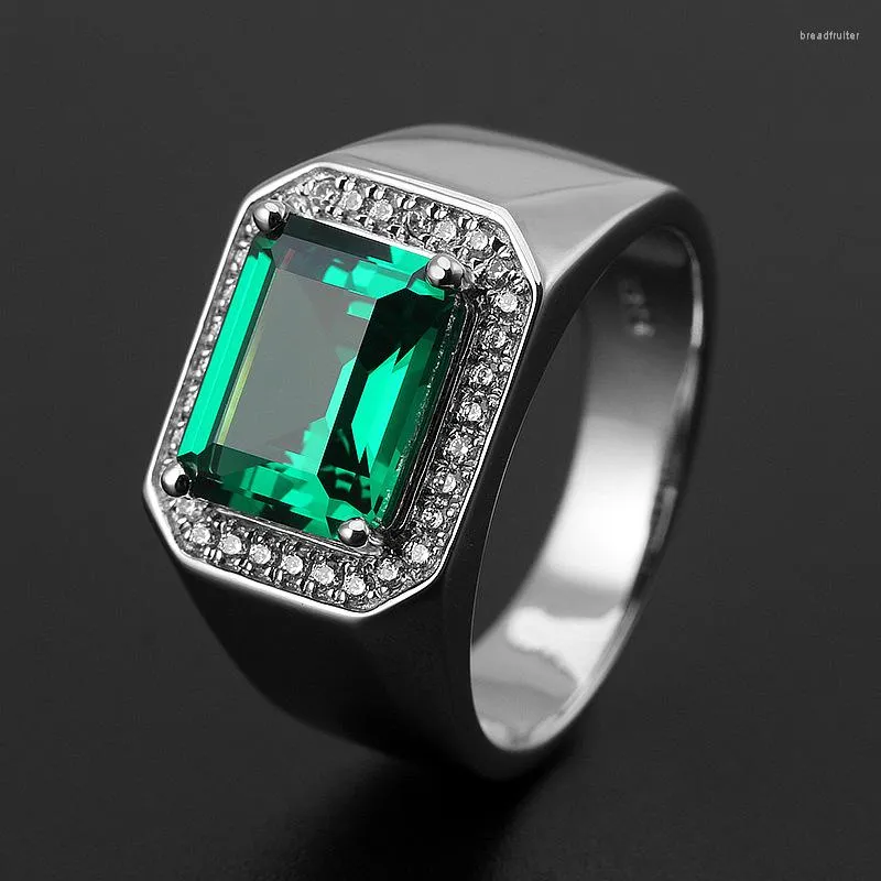 Cluster Rings Solitaire man 4ct lab Emerald Sapphire Ring White Gold Gevulde verloving trouwring voor mannen Moissanite Party sieraden