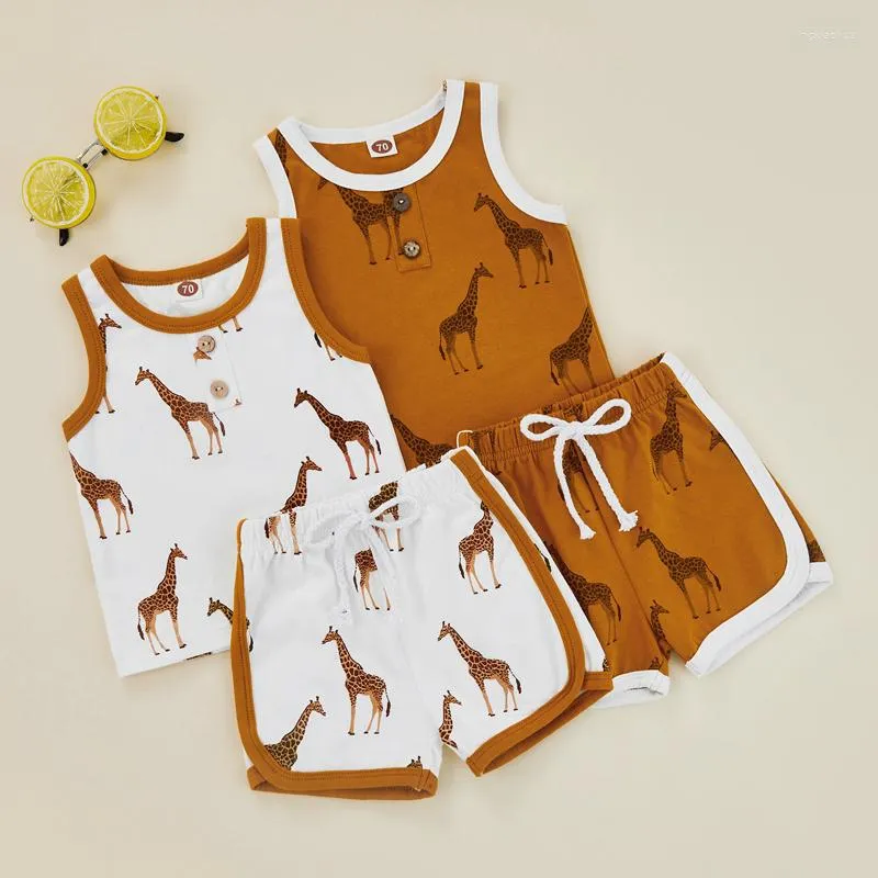 Одежда наборы младенцы мальчики для мальчиков летние повседневные наряды милые мультипликационные олень