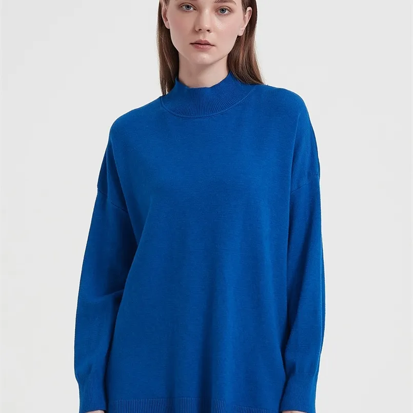 Maglioni da donna Wixra Maglione Morbido Maglione Mezza collo alto Top Pullover Casual Basic Donna Manica lunga Colore brillante Abbigliamento ampio 220920