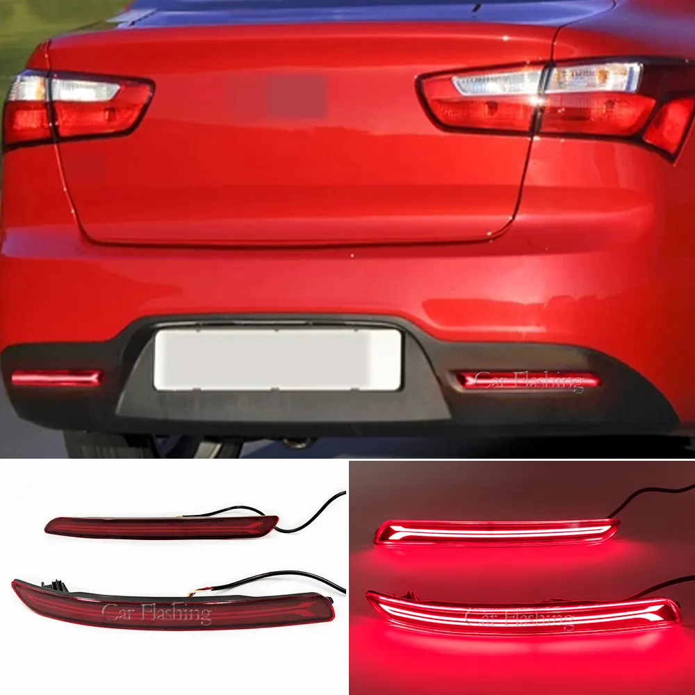 2PCS LED Rear Bumper Reflector Light Driving Brake Turn Signl Lamp For KIA RIO Sedan 4 Doors 2012 2013 2014 2015