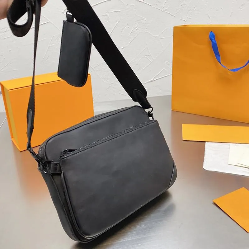 Männer Umhängetaschen Luxus Designer Cross Body Handtaschen Frauen Umhängetasche 3 Stück Set Leinwand Leder Kette Handtasche Brief Prägung schwarz