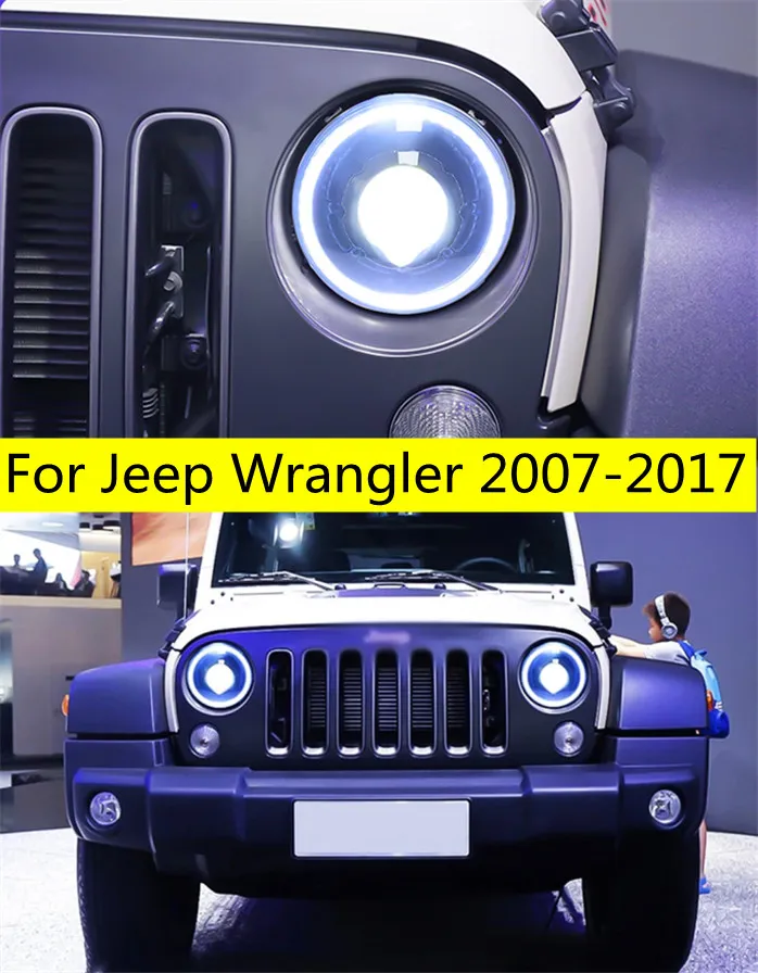 Strålkastare för Jeep Wrangler LED-strålkastare 20 07-20 17 LED-högstråle körljus sväng signal lampan