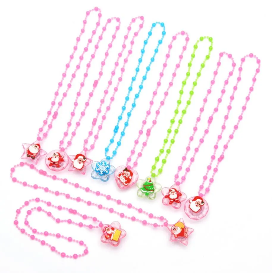 Christmas LED Light Up Necklace Jewelry Acrylic Beaded Kids Adults