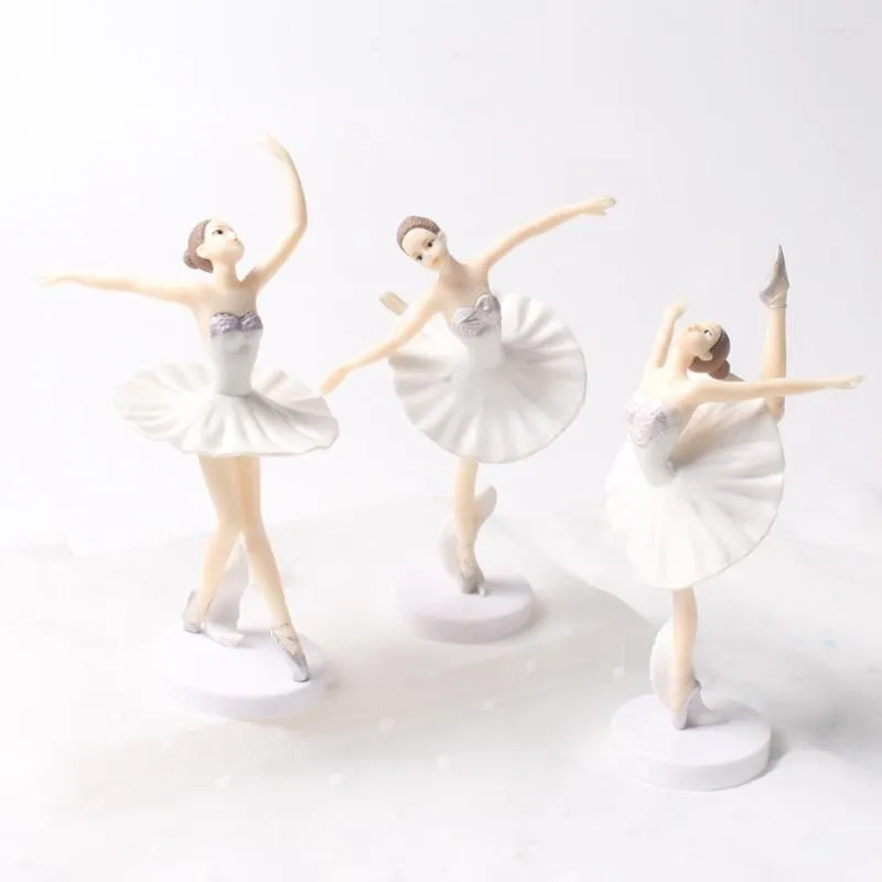 Festive Supplies Elegant White Pink Dancing Ballet Girls Cake Topper Happy Birthday Wedding Party Decoration Crafts Gifts