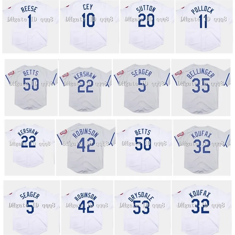 GLA1981 LOS BASEBALL JERSEY MOOKIE BETTS CLAYTON KERSHAW JACKIE ROBINSON SANDY KOUFAX POLLOCK FERNANDO VALENZUELA KIRK GIBSON CEY PEE WEE REES