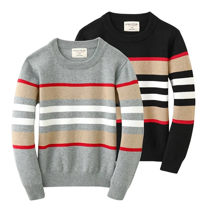 Pullover Baby Stripe Casual Basic Sweater Crewneck Kids Soft Wool Clothing for Boys Girls Spring Autumn Sensters Kids Knitting Pullovers 220919