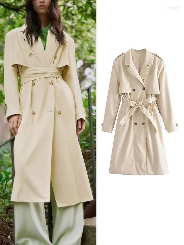 Giacche da donna TFMLN Trench lungo da donna Fashion PU Streetwear Style Mantello allentato Casual Elegante 2022 Autunno Giacca a vento da donna