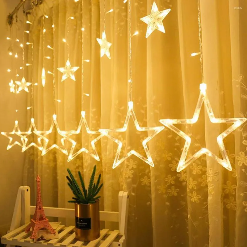 Strings Lumiparty 138leds Star Fairy Lights Christmas Curland Garland LED Tenda per arredamento per il compleanno della festa per la casa