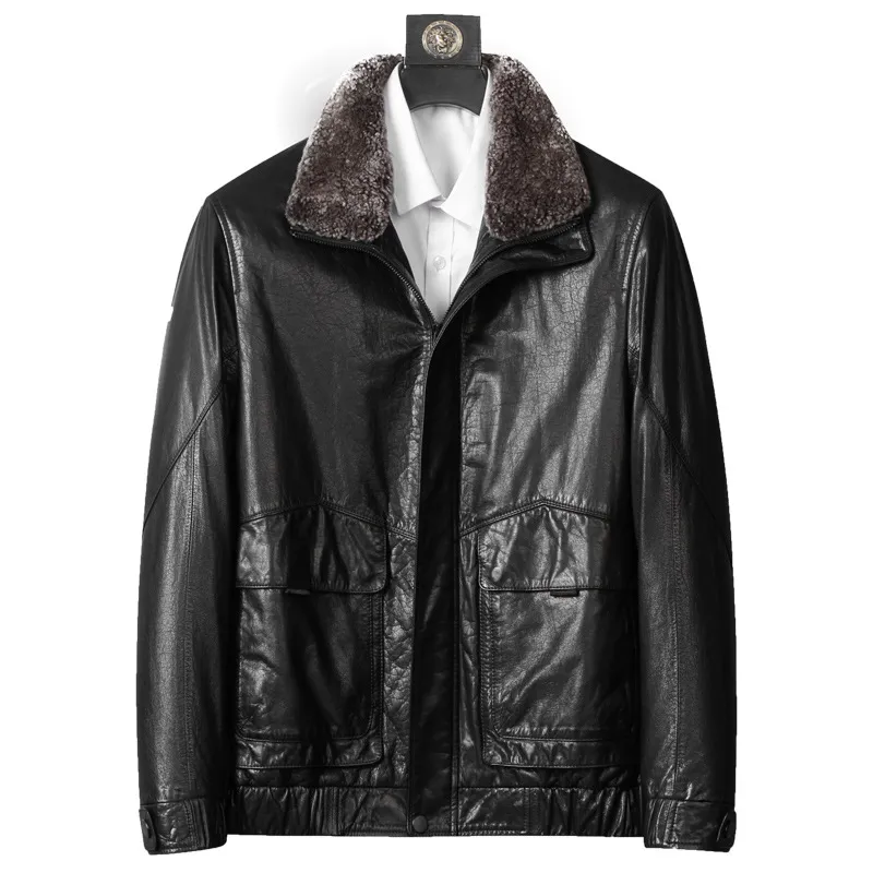 Veste en cuir hommes Hiver En-t-il épais vêtements d'extérieur chauds pardessus de taille plus tailleur de vent de vent de hombre manteaux minces en bas parkas 5xl