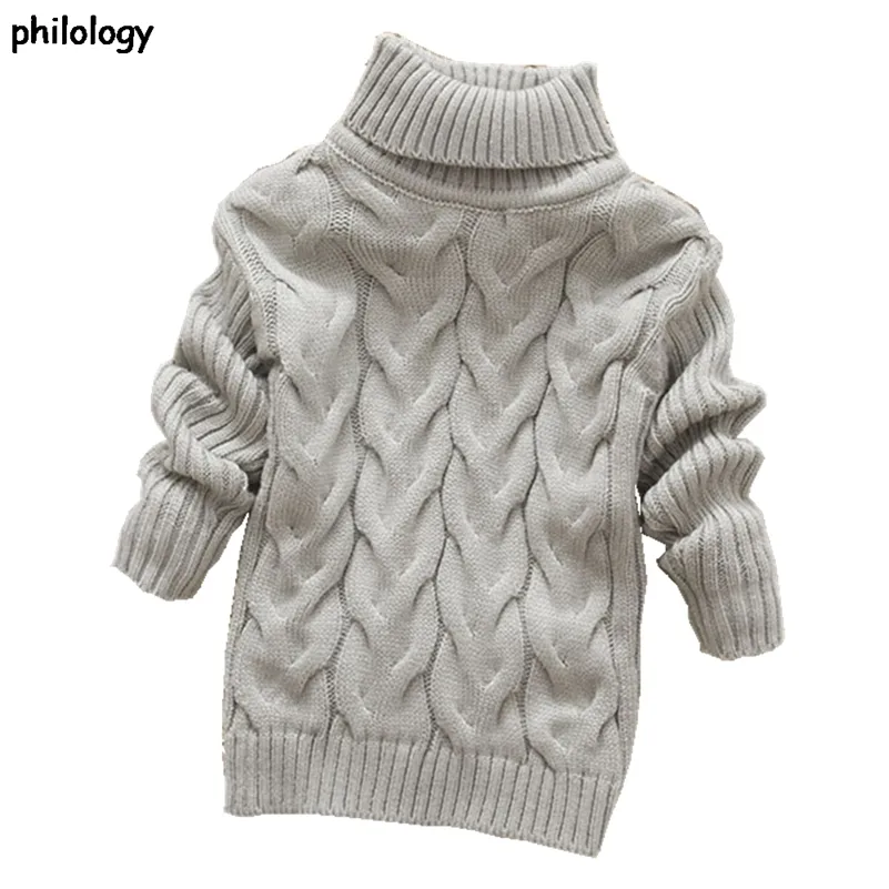 Pullover Philology 2T-8T Czysty kolor Winter Boy Kid Kid Grube Knited Bottoming Turtleeck Turtleeck Turtleck Solid High Collar Sweter 220919