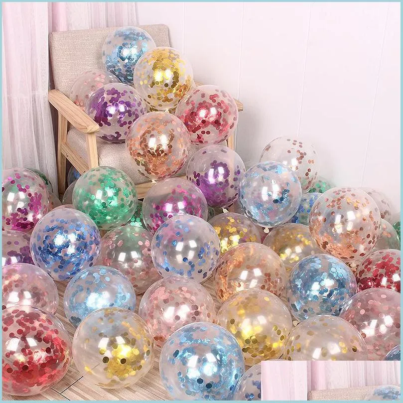 Party Decoration 1-10Pcs/Lot Shining Confetti Balloon Baby Shower Latex Balloons Birthday Decorations Adt Wedding Inflatable Ball Dro Dhr6B