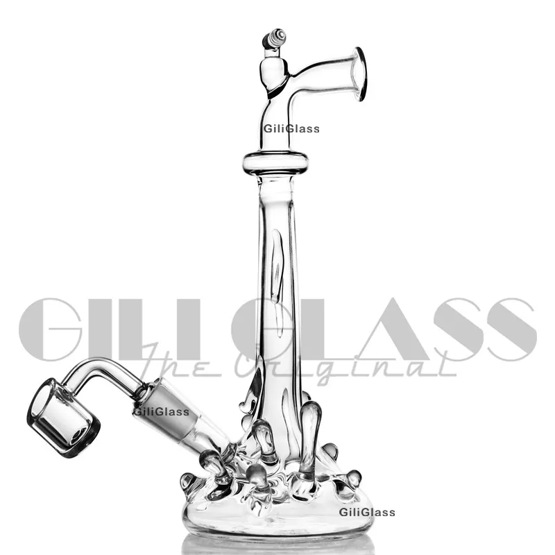 Narghilè da 10,5 pollici Heady Thick Glass Bong Fab Egg Pipa ad acqua Skull Beaker Dab Rig Bong Ball Recycler Vetro Bent Neck con matrice di funghi