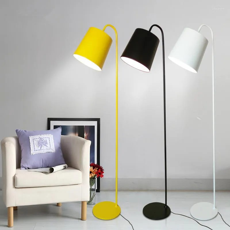 Golvlampor Moderna H160cm Gul/Vit/Black Colin Lights 110V/240V E27 LED -sovrum Bedside Foyer Study Yellow Stand Lamp