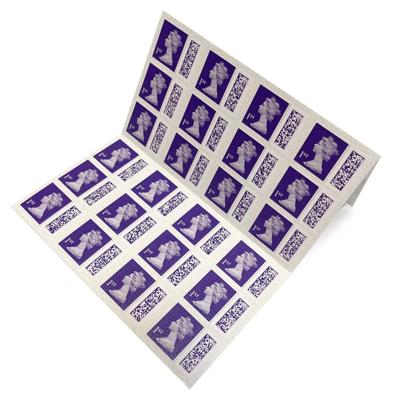 UK Stamps Royal First Class Sin encanto Tamaño de letra grande 50x Hoja de primera clase