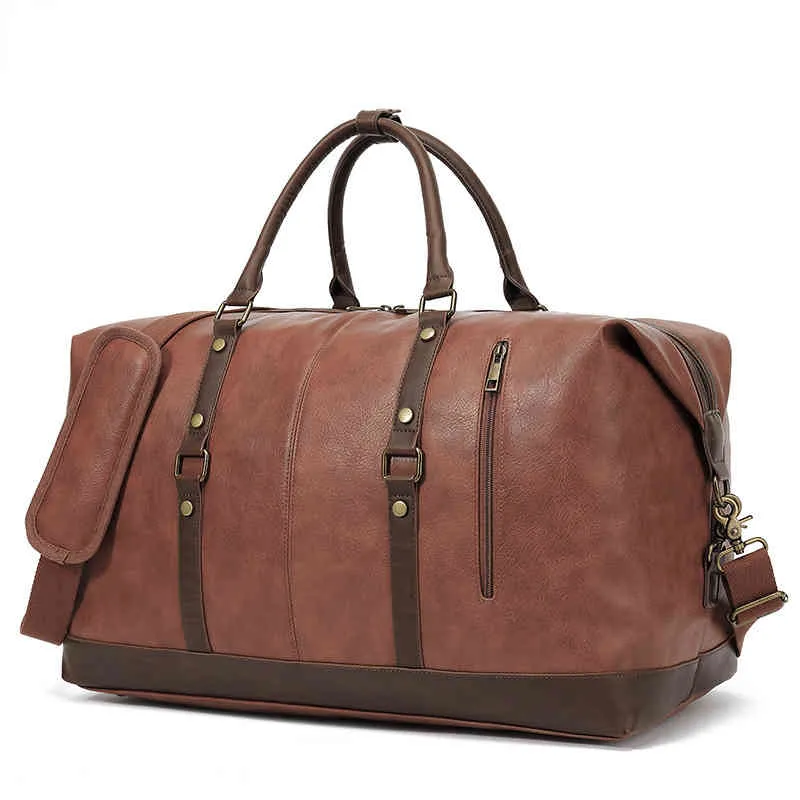 Duffel V￤skor Nya slitst￶dda PU Travel Bag Business Style Solid Color Outdoor One Shoulder Bagage P￥s f￶rvaringsv￤ska 220920