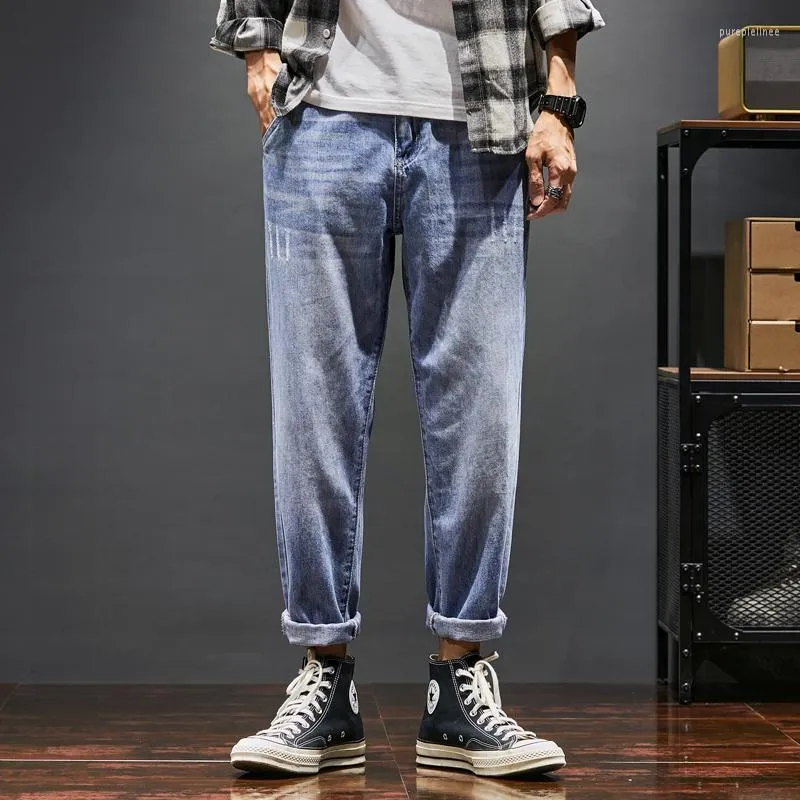 Jeans masculin pour hommes pour hommes pantalon en denim en vrac bleu mec de pantalon de la jambe large pantalon baggy jean hombremen