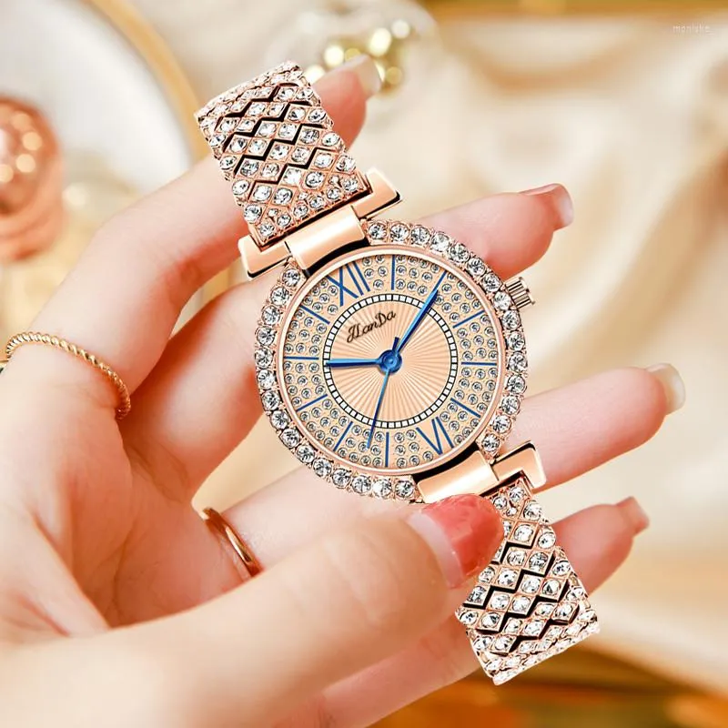 Нарученные часы 2022 роскошные хрустальные женские браслеты смотрят модные бриллианты Quartz Watch Steel Женские наручные часы Montre Femme Relogio