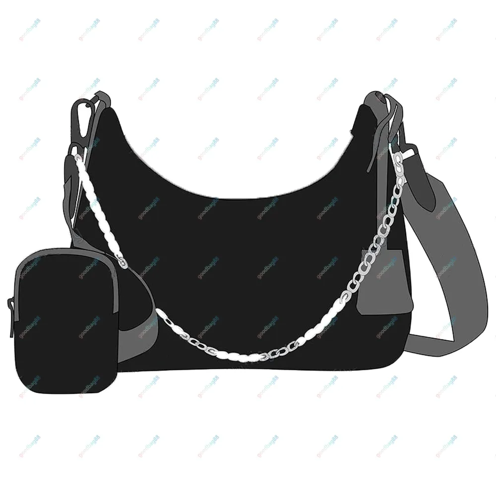 5a vintage 3 peças bolsa de nylon feminino moda bolsa clássica eterna hobo bolsas de grife bolsas de gama de lady saco crossbody ombro ombro carteira sacoche 22x18x6cm