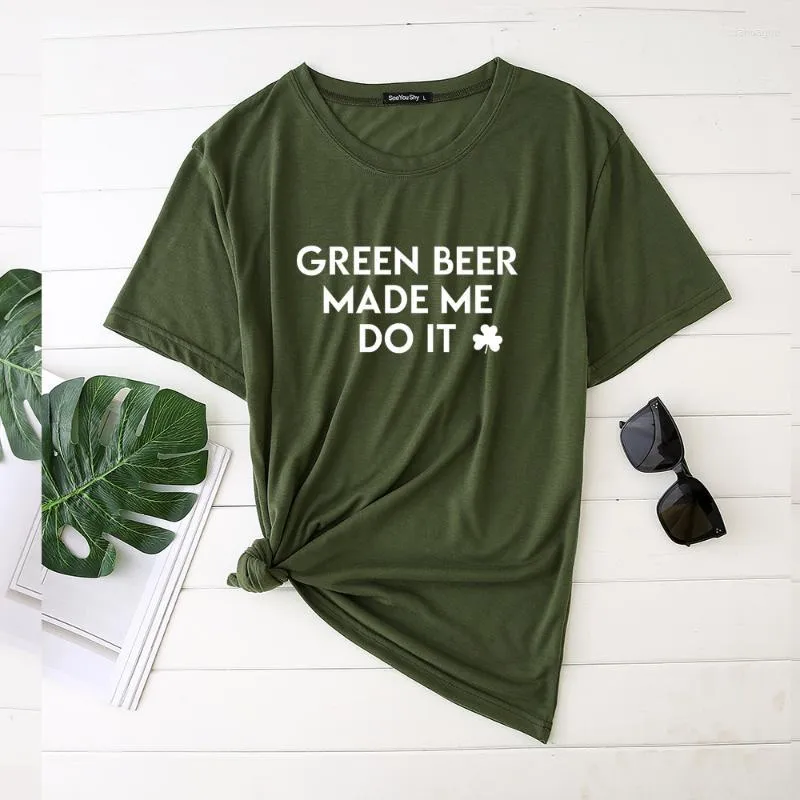 T-shirts femme T-Shirt femme Green Beer Made Me Do It Shamrock imprimé St Patrick's Day pour femmes mode Harajuku hauts adolescents