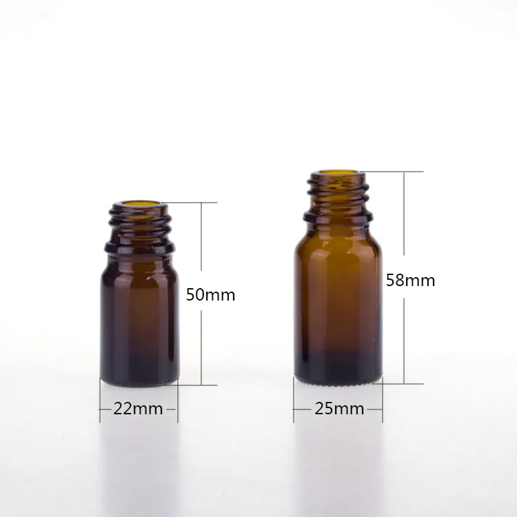 Pipette compte-gouttes en verre d'huile essentielle d'ambre en gros 5 ml 10 ml contenant d'emballage cosmétique pour E liquide avec couvercle inviolable noir