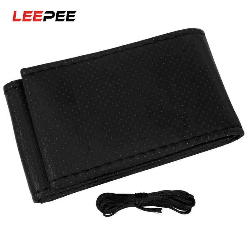 Leepee 1pc Diy Car рулевое колесо с иглами и дискуссией Синтетический кожаный серо -блак # HA10328 J220808