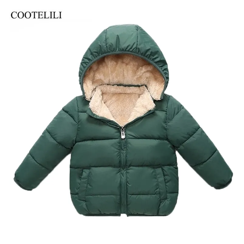 Down Coat COOTELILI Fleece Winter Parkas Kids Jackets For Girls Boys Warm Thick Velvet Children's Coat Baby Outerwear Infant Overcoat 220919