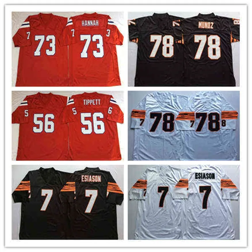 Ws American College Football Wear NCAA Hommes Vintage MN Jersey Football 7 Boomer Esiason 78 Anthony Munoz 73 John Hannah 56 Andre Tippett Rouge Bla