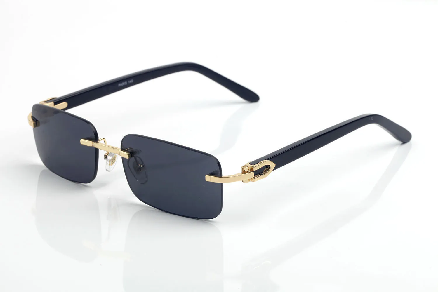 Tasarımcı Güneş Gözlüğü Kadın Şeffaf Polarize Dikdörtgen Buffalo Gözlük UV400 Çerçevesiz Moda Spor Altın Metal Çay Rengi Beyaz Ahşap Çerçeveler Marka Gözlükler