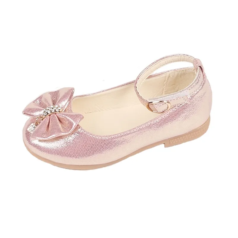 Turnschuhe Herbst Mädchen Leder Schuhe Kinder Baby Prinzessin Bowknot Perle Diamant Einzelne Kinder Tanz 220920