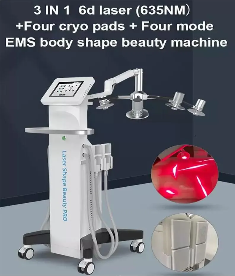 Salon Gebruik 6D Lipo Laser Pads Lipolaser gewichtsverlies afslank cryo lipo vet bevriezen cryolipolyse lichaam vormgeven EM's aanscherping cellulitisverwijderingsinstrument