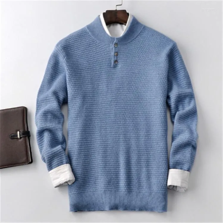 Męskie swetry kaszmirowe grube dzianiny męskie inteligentne swobodne guziki H-SWEATER SWEATER 3COLOR S-2XL Hurtowa sprzedaż detaliczna