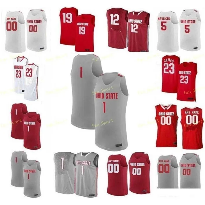 NIK1 NCAA College Ohio State Buckeyes Basketball Jersey 34 Kaleb Wesson 35 Gary Bradds 4 Craft Duane Washington 5 Havlicek Customed Siched