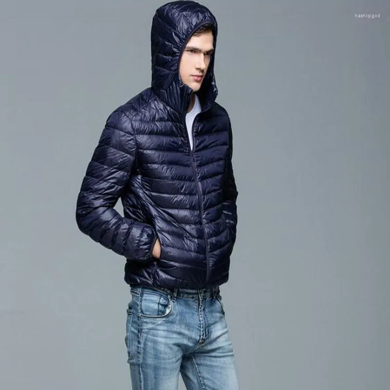 Men's Down Men's & Parkas Spring And Autumn Boutique Duck Feather Fashion Solid Color Slim Casual Mens Jackets Male Thin Hooded