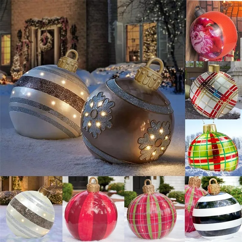 Decorações de Natal 60 cm de Natal Bolas ao ar livre atmosfera PVC Brinquedos infláveis ​​para ornamentos de bola de presente em casa 220921