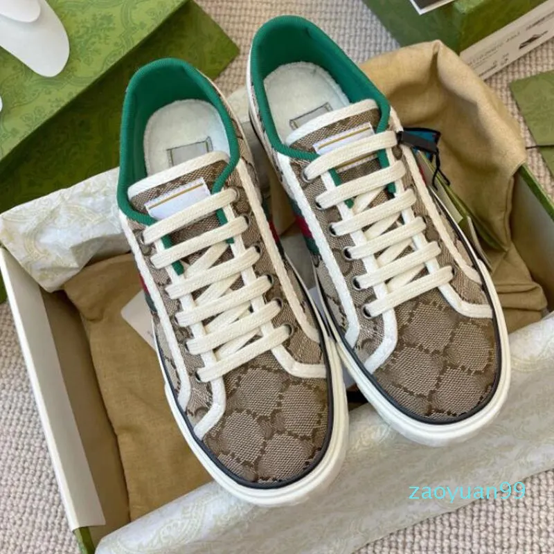 Tennis Sneaker Canvas Lyx Sko Dam Skor Casual Sneakers Beige Blå tvättad Jacquard Denim Ace Gummi 121