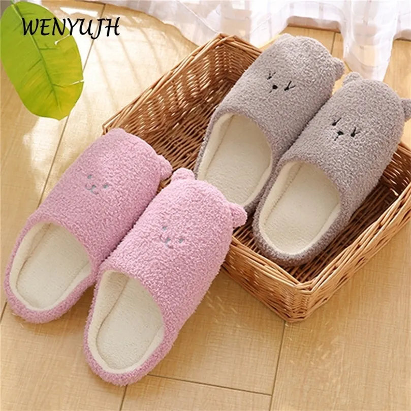 Pantoufles Femmes Hiver Maison Fourrure Pantoufles Chat De Bande Dessinée Antidérapant Doux Chaud Maison Intérieur Chambre Hommes Couples Garçons Fille Mémoire Mousse Chaussures De Sol 220921