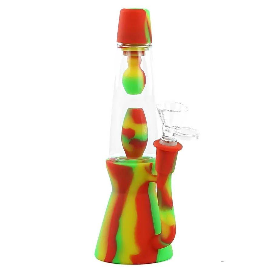 Narguilés YHS Lampes à Lave Forme Silicone Conduites D'eau Bongs En Verre Style Unique Fumée Dab Rigs