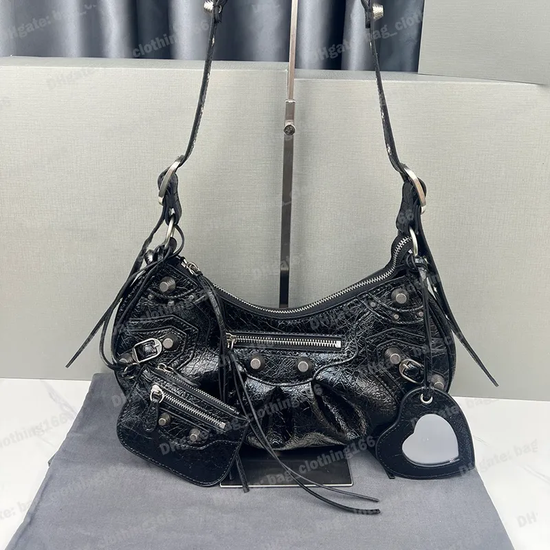 Tasarımcı Çanta Omuz Çantaları Kadın Çanta Deri Ayarlanabilir Askı Fermuarlı Kese Çıkarılabilir Kalp Ayna Crossbody Tasarımcı Çantaları Balencigas