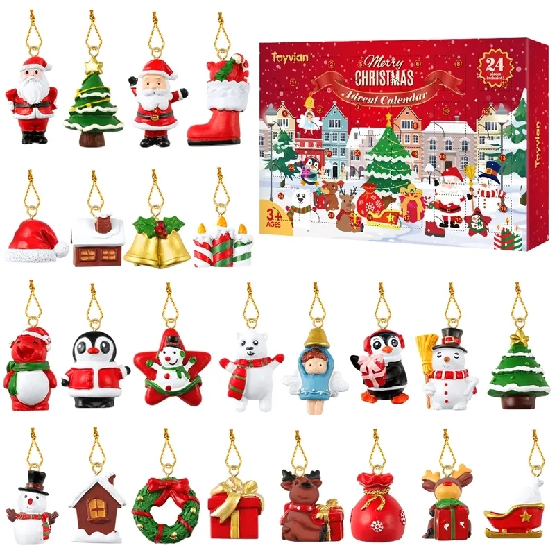 Decoraciones navideñas Cuenta regresiva para el Calendario de Adviento de Navidad con 24 piezas Adornos colgantes de árboles de Navidad para la decoración navideña del árbol de Navidad 220921