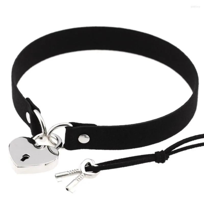 Ras du cou femmes homme Sexy Bondage collier coeur amour serrure collier Harajuku Punk bijoux de mode