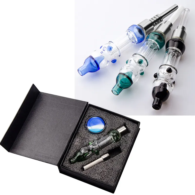 Nector Collectors Kit Glass Hookah NC Kits Slumpmässigt färger Ceamic Quartz Nail Titanium Nails Water Pipes Wax Containers With Retail Box Pack Collector Hosahs