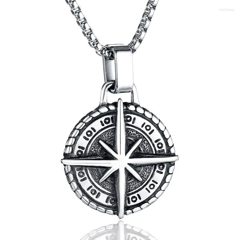 Hangende kettingen yoiumit retro roestvrij staal Noorse kompas zilver ketting viking runen punk ketting heren mannelijke sieraden